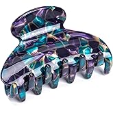 Prettyou Handmade Celluloid Acetate French Design Barrettes Tortoise Shell Claws Hair Claw Luxury Fashion Accessories Hair Clip for Women (Green-Purple)