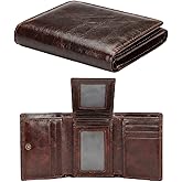 Mewpurrs Premium Genuine Leather Trifold Wallet for Men – RFID Blocking Technology, Large Capacity for Cards and Cash, Slim Design for Easy Carry (Coffee)