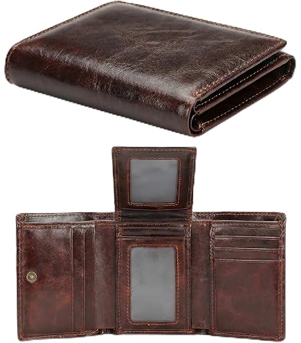 Amazon.com: AurexaFashion Genuine Leather Short Trifold Wallet for