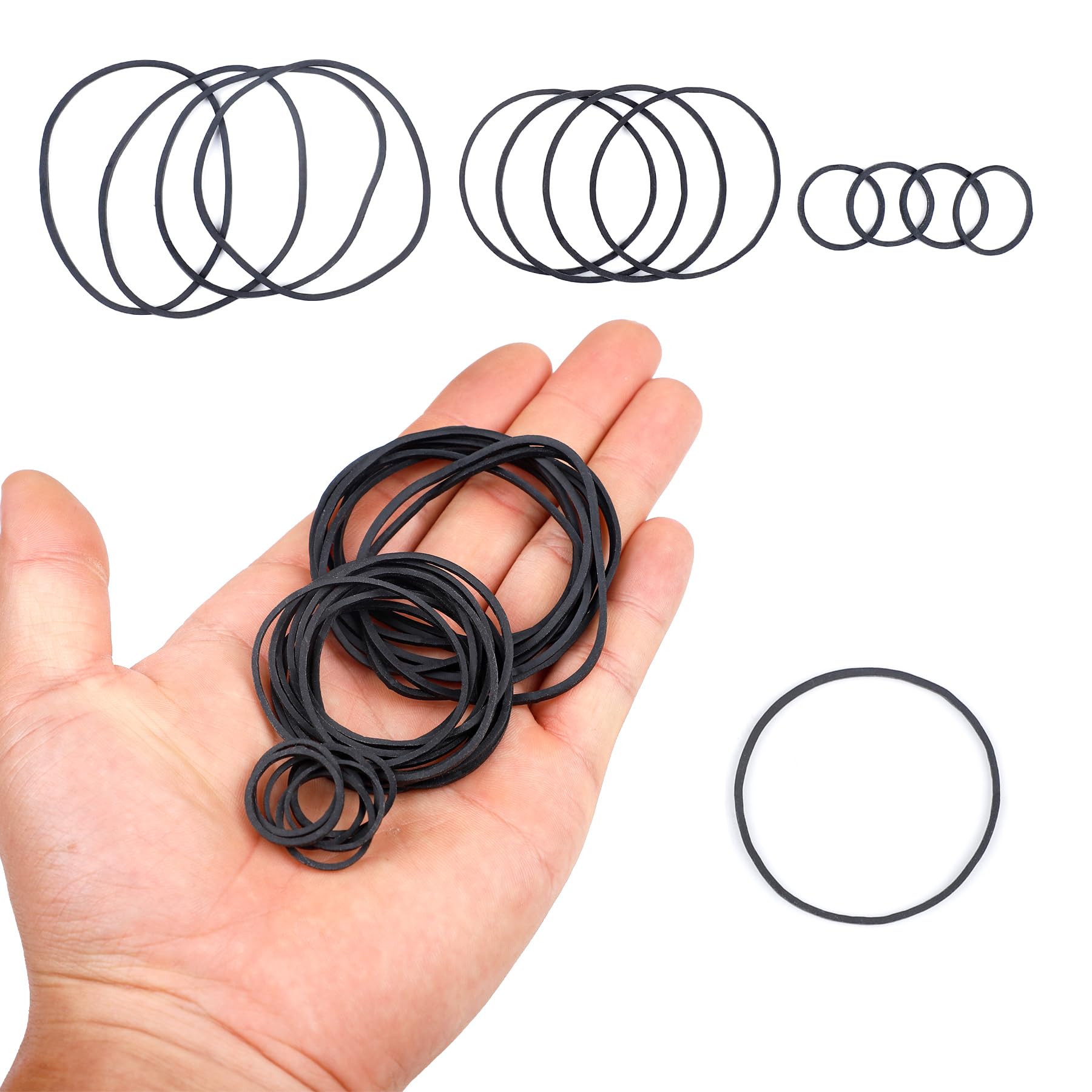 Elastic Bands Heavy Duty 400Pcs Black Thick Rubber Bands 2/4/5/CM Natural Strong Money Elastic Bands Wide Rubber Band Stationary Stretchable Bands for Home School Office Workshop Accessories