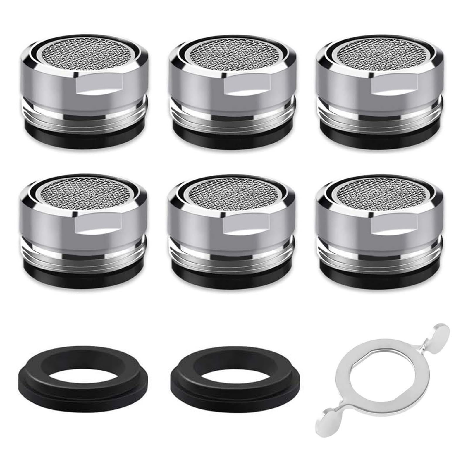 XIATIAN Tap Aerator M24 [6 Pack], Tap Faucet 24mm Male with Gasket, Water Saver Tap Filter Replacement Part, Faucet Aerator for Kitchen Bathroom Shower