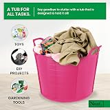 Neat 42L Flexi Tubs 3 Pack with Handles Pink Large Plastic Buckets view 3
