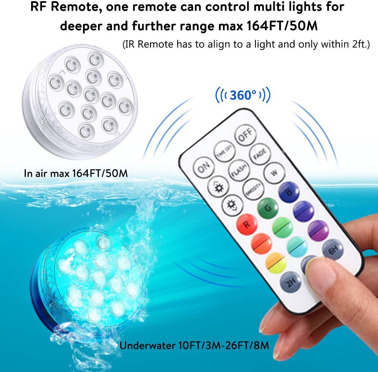 Kintty Submersible LED Pond Lights, Multicolor RGB LED Lights ...