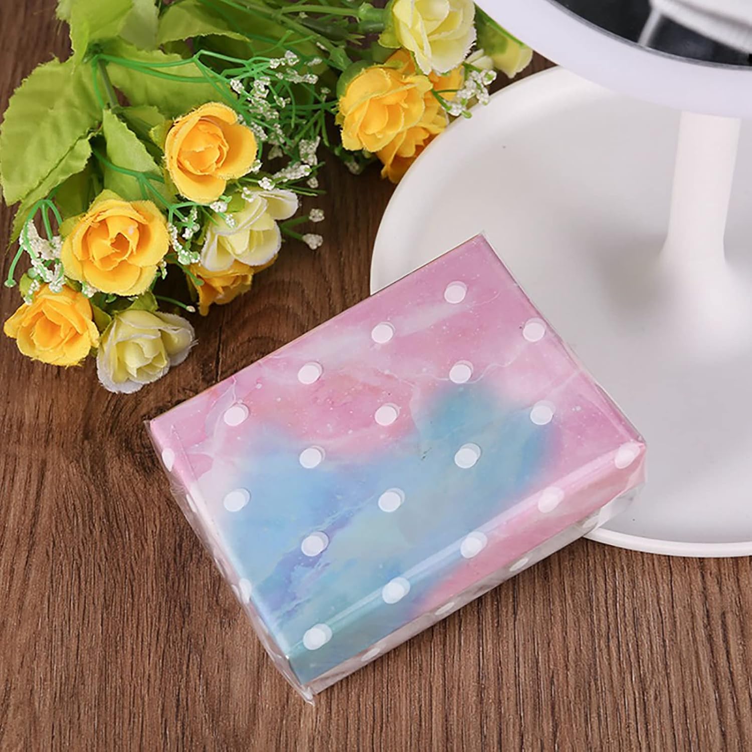 Cellophane Wrap Roll Unfolded Width 16 inch x 100 Ft White Dot Florist Paper Wrapper 3 Mil Thicken Long Film Gift Wrappings for Flowers,Basket,Food,Packing Paper: Everything Else