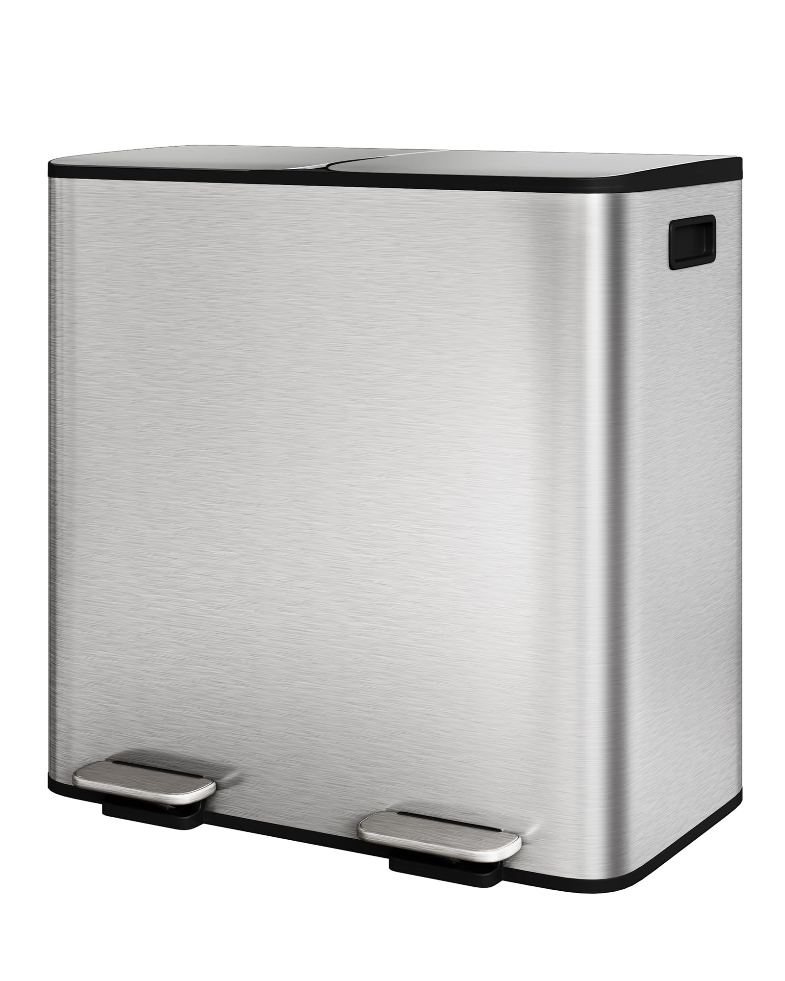 Photo 1 of *****dent***FINAL SALE***GarveeHome 2 x 10.6 gal Stainless Steel Double Trash Can with Lid for Kitchen, Large Dual Trash and Recycle Bin Combo, Step-on Kitchen Metal Garbage Cans, PP Inner Buckets, Liner Rim, Silver