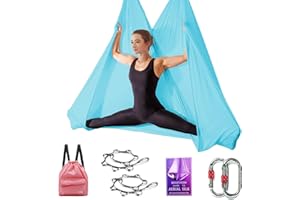 SAIVEN Aerial Silks-Aerial Yoga Hammock with Deluxe Yoga Swing Set, Flying Yoga, Aerial Dance(L:5m x W:2.8m)
