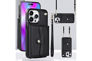 JYYVE for iPhone 15 Pro Max Case 6.7 Inch, Crossbody Purse Wristlet Shoulder Strap Trendy Protective Cover for iPhone 15 Pro Max (Black)