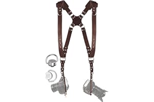 C Coiro Camera Harness for 2 Cameras – Dual Shoulder Leather Camera Strap – Double Camera Harness for DSLR/SLR