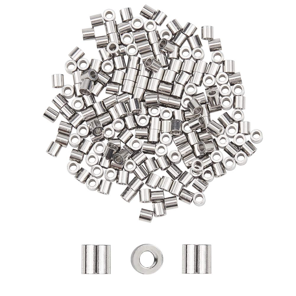 UNICRAFTALE 200pcs 2mm Stainless Steel Loose Column Spacer Beads - Smooth Surface, Hole 0.9mm, Ideal for DIY Bracelet & Necklace Jewelry Making Craft