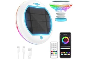 PURHEME Solar Pool Chlorine Floater with Floating Pool Light, APP-Controlled Lights Adjustable Release Easy-Open Chlorine Floater Dispenser for Pool Large Capacity for 2 Tablets, Pool Lights That Float