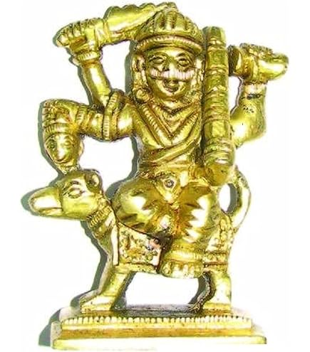 AONA Messing idool Bhairav Murti Maha Kala Bhairava met hond beeldje sculptuur Bhairo Baba Avatar van Lord Shiva Showpiece Tempel Thuis Veelkleurig Hoogte 17,5 cm