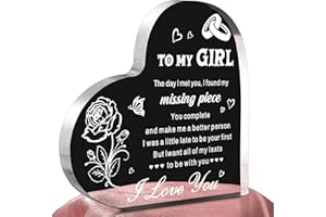 FEELDEAL Gifts for Girlfriend, Birthday Anniversary Cute Presents for Women GF, I love you Romantic Gift Paperweights 3.9" x 3.9" Acrylic Heart Plaque, Christmas Gift for Her