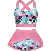 Cutemile Little Girls Two Piece Tankini Swimsuit Summer Boyshort Bathing Suit Beach Rash Guard Swimwear 6-13 Years