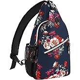 MOSISO Sling Backpack,Travel Hiking Daypack Cottonrose Crossbody Shoulder Bag, Blue, Medium