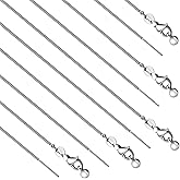 YOUBEIYEE 10 Pack Stainless Steel Snake Chain Necklace with Rubber Slider Bead Thin Bulk Necklaces for Women