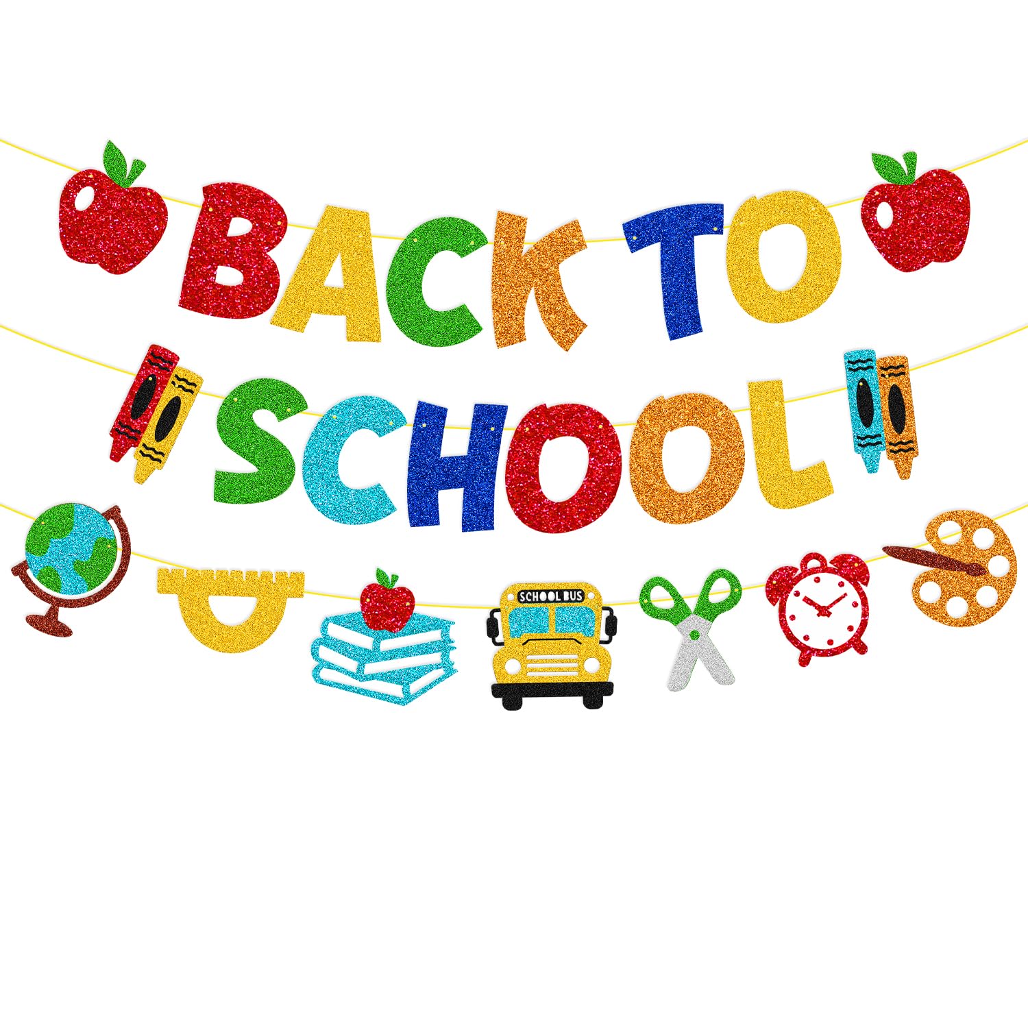 Photo 1 of Back to School Banner First Day of School Party Decorations for Children Kids Teacher Celebrating Welcome Back to School Kindergarten Preschool Classroom Party Supplies (Colorful)