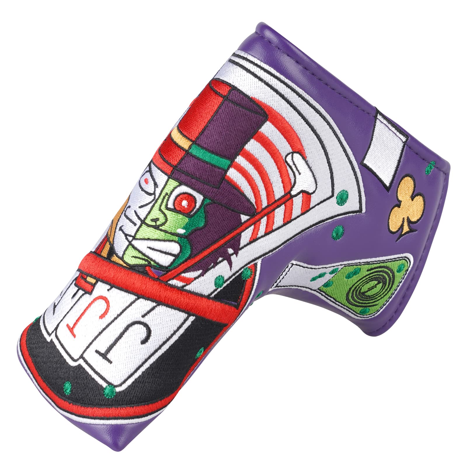 Golf Blade Putter Head Cover Magnetic Purple PU Leather Poker Pattern