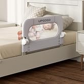 UPGOGO Folding Bed Rail for Toddlers, Grey, 33" L x 23.6" H | U-shaped base，Reinforced Anchors, Built-in Sponge , Secure lock