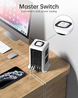 Kemelo Tower Extension Lead with USB 4 Ports 8 Outlets Surge Protector 2m view 4