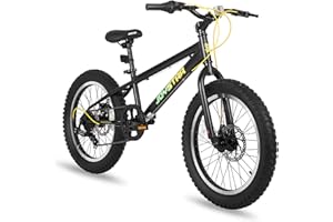 JOYSTAR 20 Inch Kids Bike for Boys Girls Ages 7-12 Year Old, 3-Inch Wide Knobby Tires, 7 Speed Shimano Drivetrain, Disc Brake