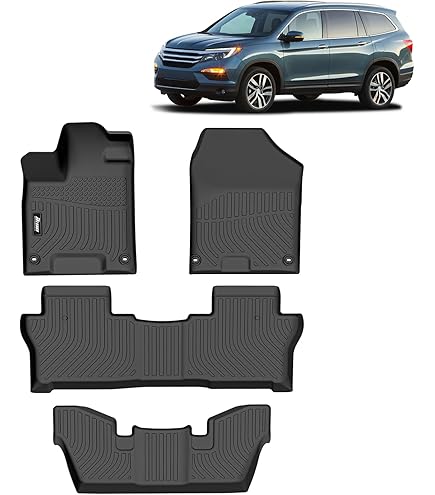 Findway Custom All-Weather Floor Mats For Honda Pilot 8-Seater 2016-2022 - TPE Rubber, 3 Rows