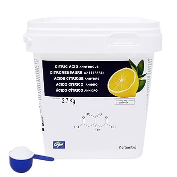 NortemBio Zitronensäure 2,7 Kg. 100% Reines Pulver in Lebensmittelqualität. Entwickelt in Deutschland.