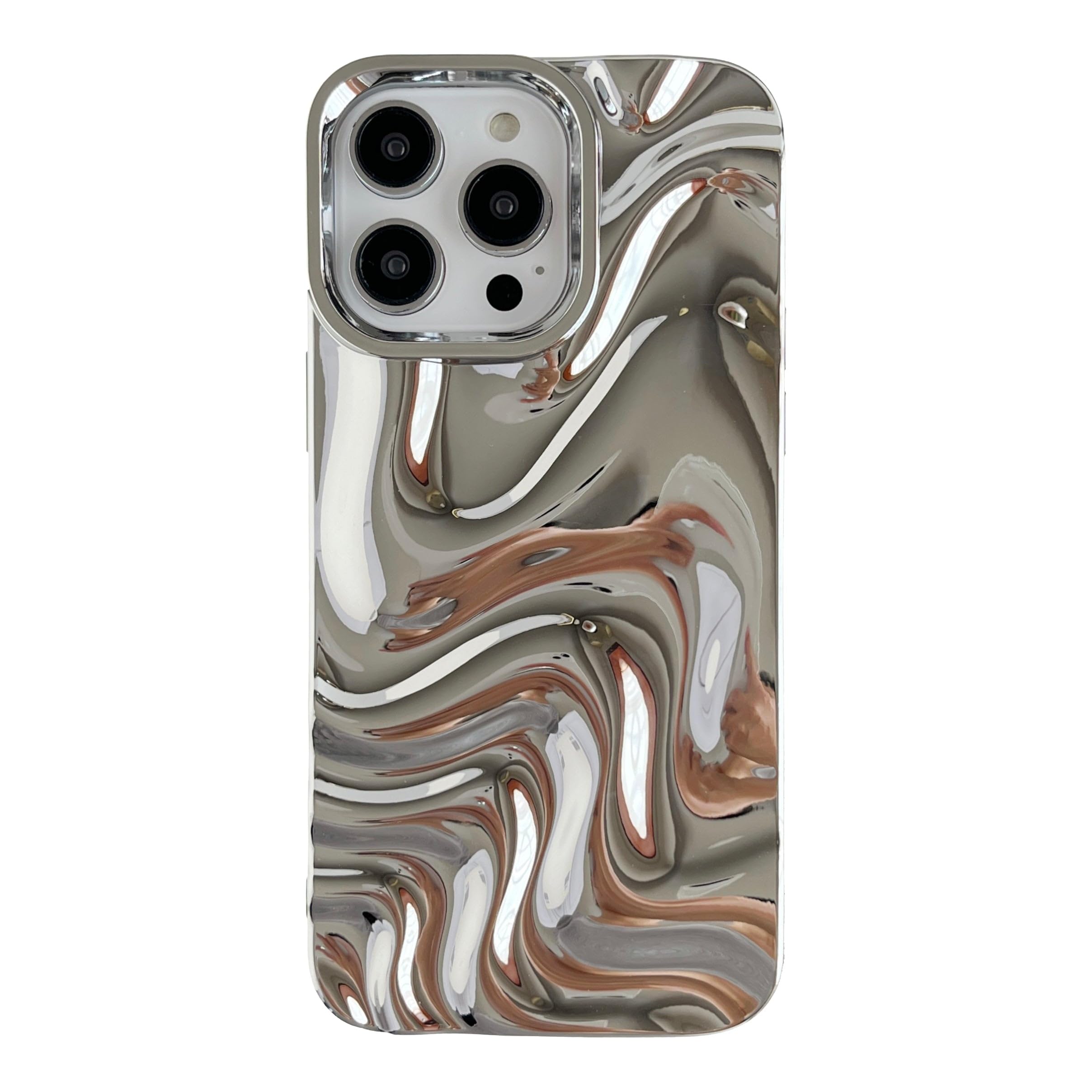 Photo 1 of Caseative for iPhone 14 Pro Max Case,Water Ripple Pattern Wave Phone Case (Silver)