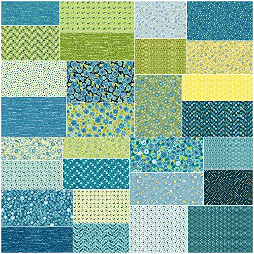 Benartex SOHO CALICOS BLUE Precut 5-inch Charm Pack Cotton Fabric Quilting Squares Assortment Maggie & Flo's