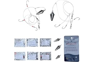 Bottom Fishing Rig Kit – Hand-Tied Hooks – Saltwater & Freshwater with Japanese Hooks, PE Line & FWeights – Catfish,Perch, Wa