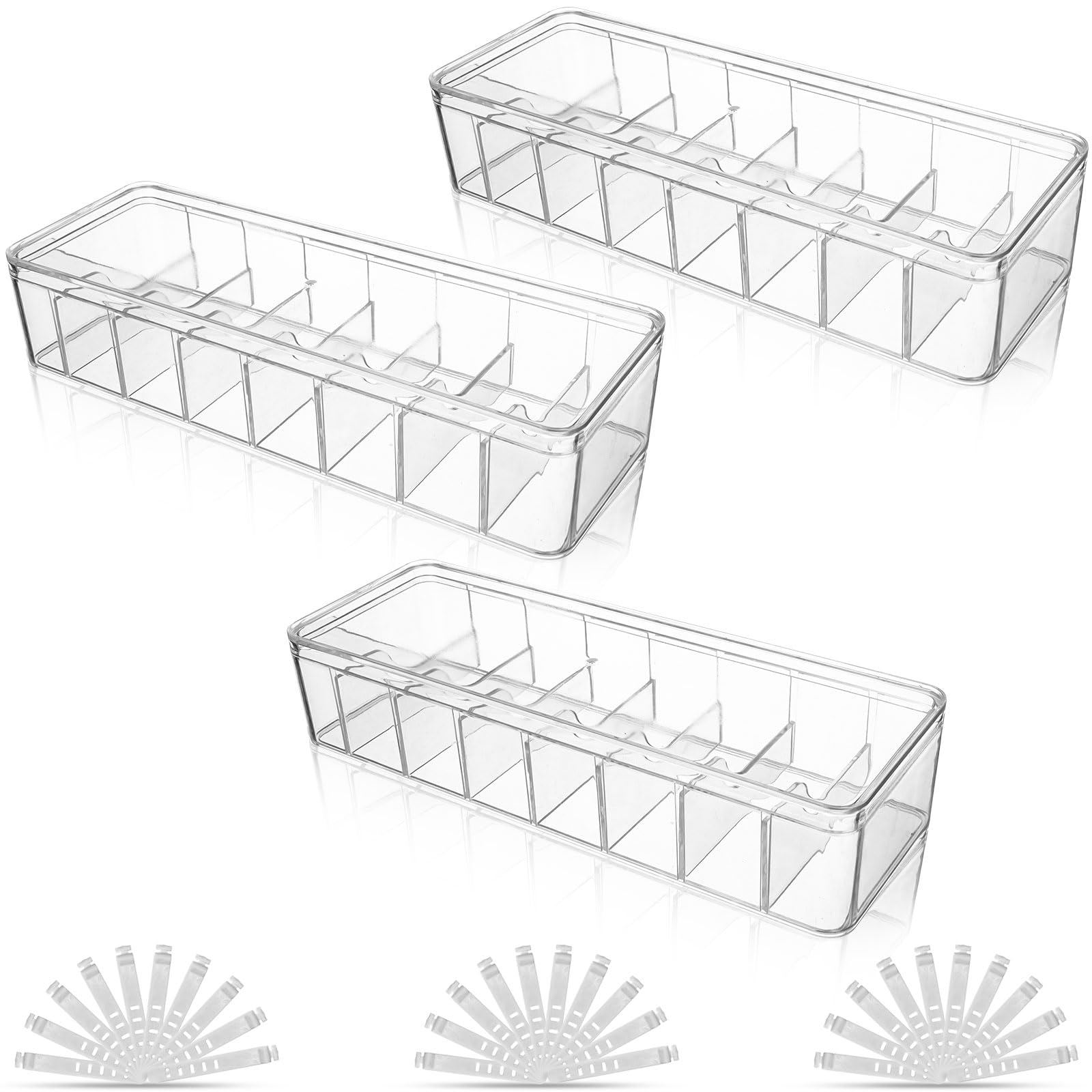 3 Pack Cable Storage Box Cable Tidy Box with 30 Cable Ties Clear Cables Management box Charger Plastic Storage Box with Lid for Household Cable Charger Electronic Accessories Storage