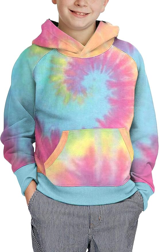 Makkrom Boys TieDye Hoodies Unisex Fleece Hooded Sweatshirts with