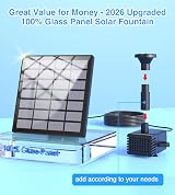SZMP Solar Fountain Kit 2026 Glass Panel 10 Nozzles 9.84ft Cord Garden Pond view 4