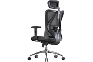 SIHOO M18 Ergonomic Office Chair for Big and Tall People Adjustable Headrest with 2D Armrest Lumbar Support and PU Wheels Swivel Tilt Function Black