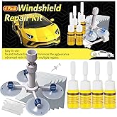 Windshield Repair Kit, Windshield Crack Repair Kit, Efficient Glass Chip Repair Kit with Suction Cup UV Curing Light, 4 Bottl