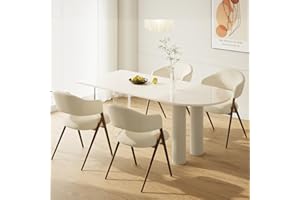 COLAMY Dining Chairs Set of 4, Modern Fabric Upholstered Dining Room Kitchen Side Chairs with Open Back and Padded Seat for Living Room/Restaurant/Cafe, Beige