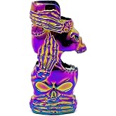 Rainbow Skull Head and Skeleton Hand Metal Lighter Case Cover Holder fits BIC Full Standard Size Lighter J6
