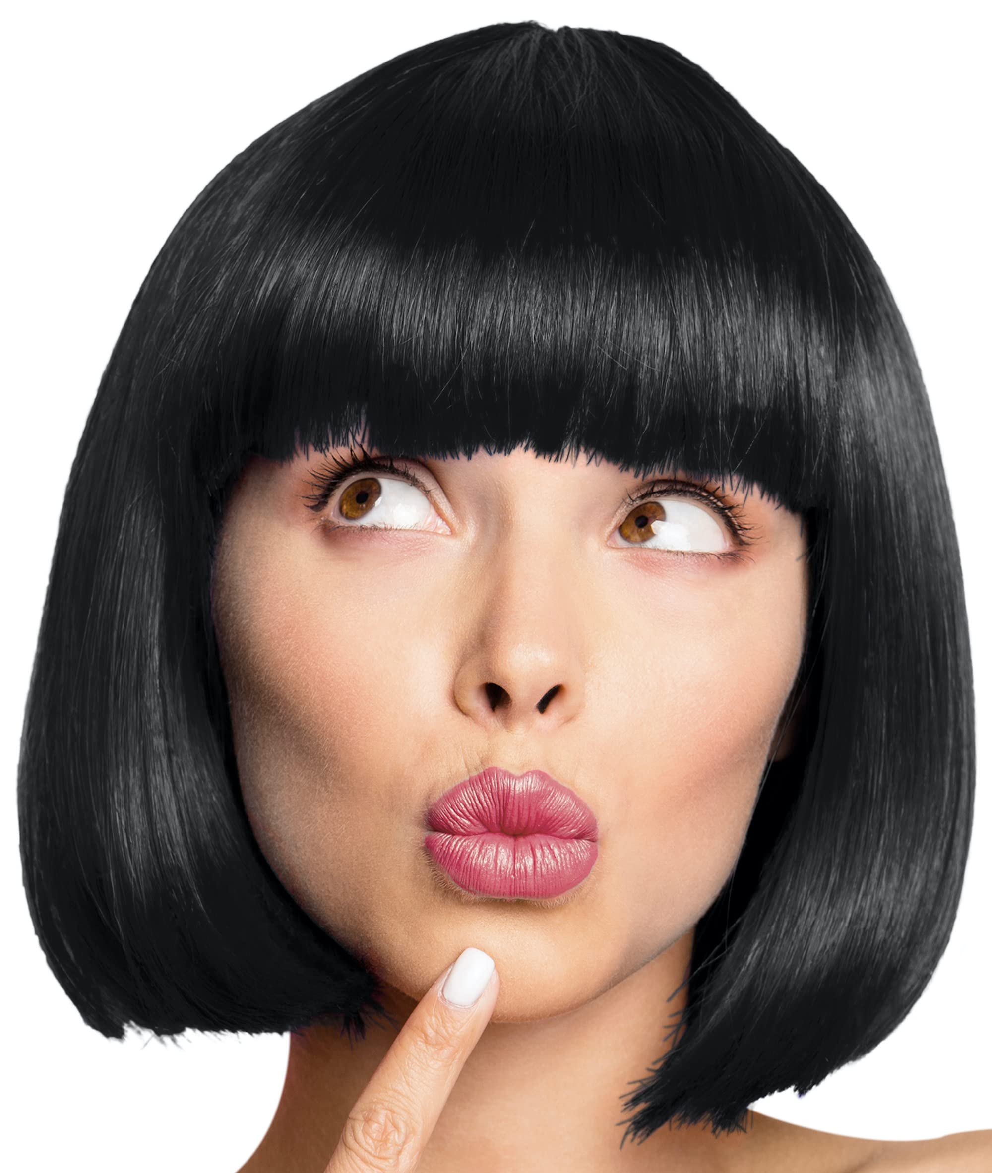 Bob Wig Wig Cabaret Pageboy Charleston Wigs for Carnival/Fancy Dress & Motto Party - 13 COLOURS (Black.) โ image 1