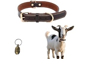 Cwyza Genuine Leather Goat Collar with Bell – Exquisite Hollow Bell, Adjustable & Durable for Pet Goats and Sheep,Alpacas,Deer (Brown, L-26 (Neck Fits 19"-23"))