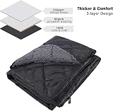 REDCAMP Waterproof Camping Blanket Sherpa 150x126 cm Windproof Black view 3
