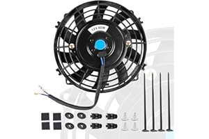 EVERESTWAY 7 Inch 7” Black Universal Electric Radiator Slim Fan 12V 80W High Performance Cooling Push Pull w/Mounting Kit 1PCS