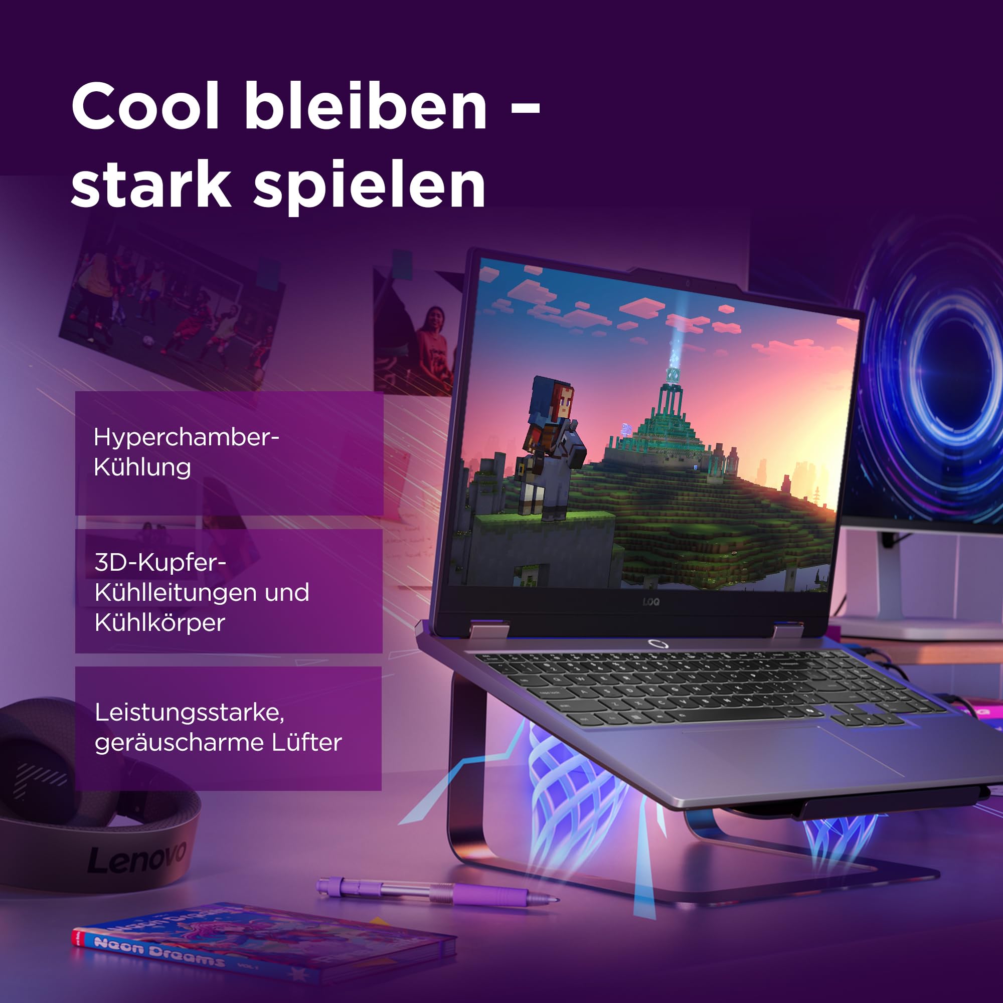Lenovo LOQ Gaming AI Laptop | 15.6" Full HD 144Hz | NVIDIA GeForce RTX 5060 8GB | AMD Ryzen 7 250 | 16GB RAM | 1TB SSD | Win11 | QWERTZ | Weiss-Beleuchtete Tastatur | Grau | 3 Monate Game Pass 5