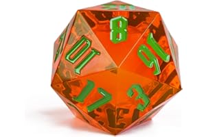 Poludie 55mm 20 Sided DND Dice, Giant D20 D&D Polyhedral Dice Large D20 with Die Gift Box for Dungeons and Dragons, RPG Table Games (Transparent Orange)