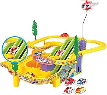 Vivir Track Racer Racing Car Set with Rotating Helicopter ( Toys for 3 Years Old Boy and Girls )