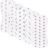 sleepyturtle 5 Pack Baby Burp Cloths, Unisex Newborn Burping Cloths, Soft and Absorbent Muslin Cotton, Large Size for Newborn, (Pink-cjl)