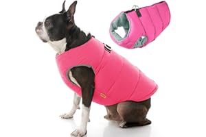 Gooby Padded Vest Dog Jacket - Solid Pink, X-Large - Warm Zip Up Dog Vest Fleece Jacket with Dual D Ring Leash - Water Resistant Small Dog Sweater - Dog Clothes for Small Dogs and Medium Dogs