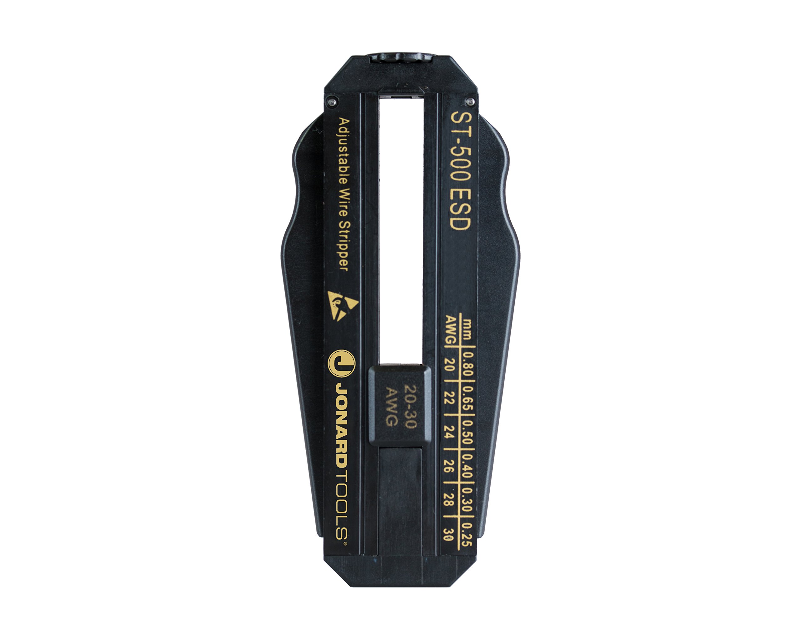 Jonard Tools ST-500ESD ESD Safe Polycarbonate Adjustable Precision Wire Stripper, 20 To 30 AWG, 3-57/64" Length x 1-19/32" Height x 19/32" Thickness