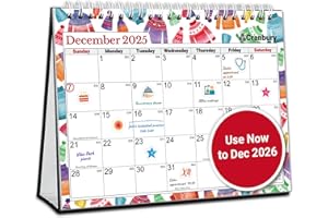 CRANBURY Small Desk Calendar 2025-2026, Standing Flip 8x6", (Seasons) Use Now to Dec 2026, Compact Stand-Up Desktop Calendar with Large Squares, Notes Section, Includes 234 Stickers