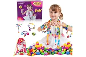 Happytime Snap Pop Beads Girls Toy DIY Jewelry Marking Kit Fashion Fun for Necklace Ring Bracelet Art Kids Crafts Birthday Fun Gifts Toys for 3, 4, 5, 6, 7,8 Year Old Kids Girls