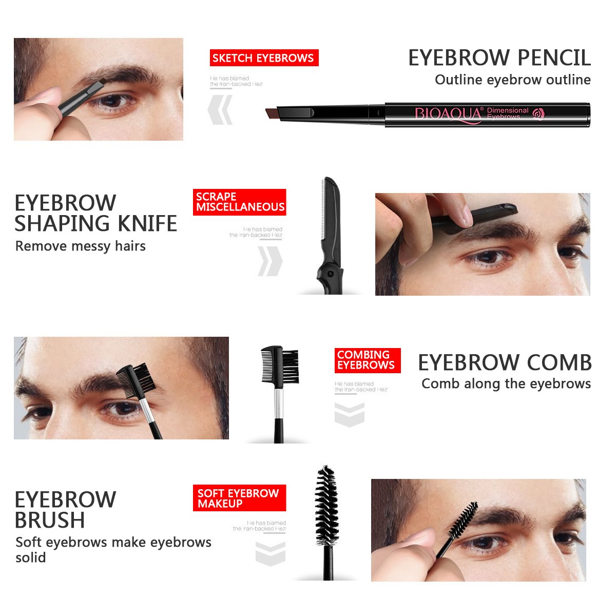 Eyebrow Kit MIBLUE Pencil Eyebrow Razor Set Brush Eyebrow Tweezers Eyebrow Comb Eyebrow Scissors Eyelash Tools for Men and Women (Brown Pencil): Beauty