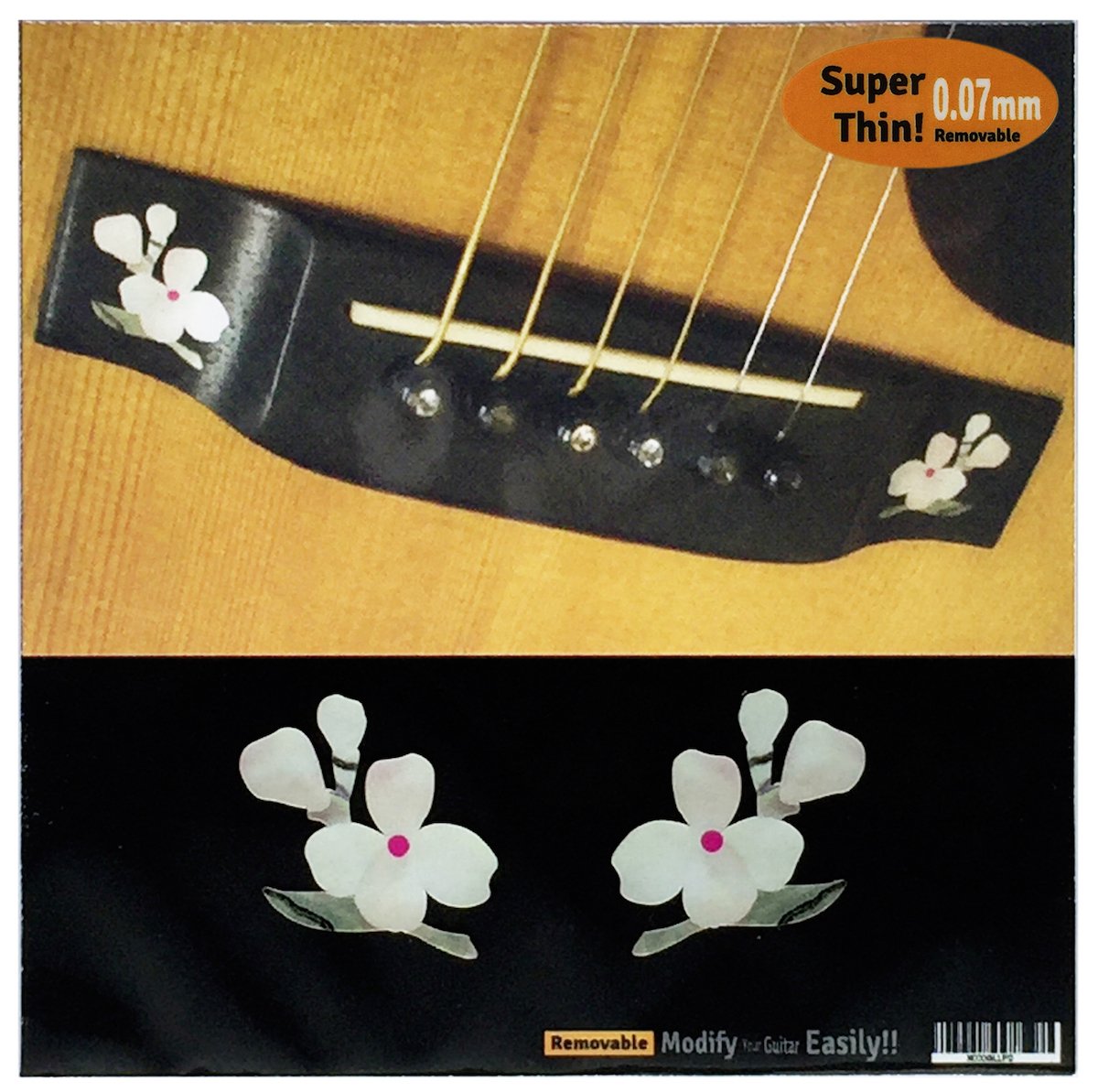 Inlay Stickers for Acoustic Guitar Bridge - Flowerets (L&R Set)
